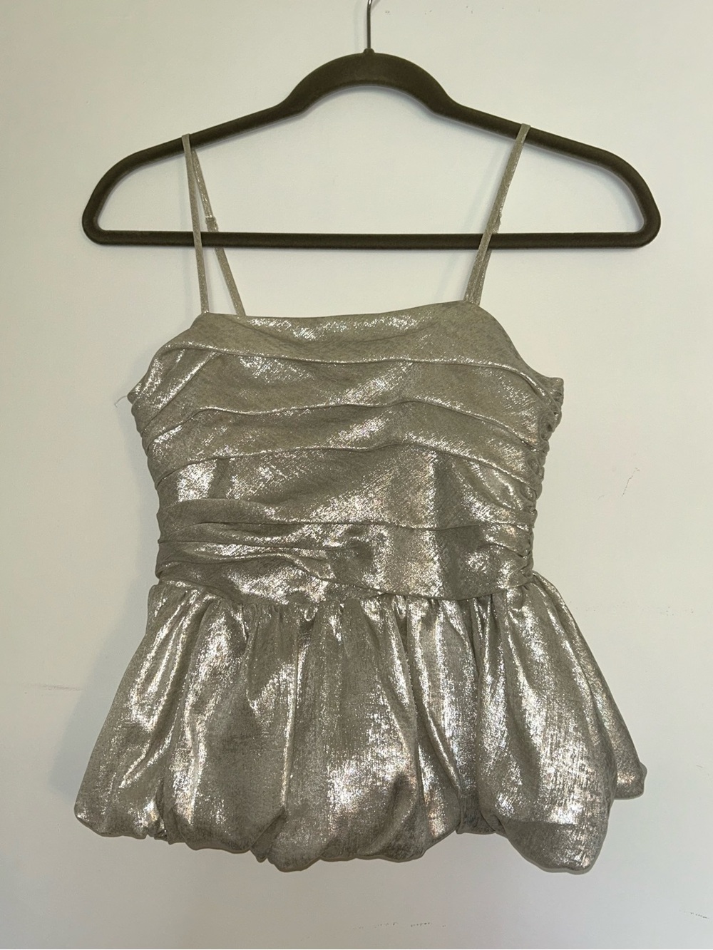 a new day Silver Metallic Ruched Top